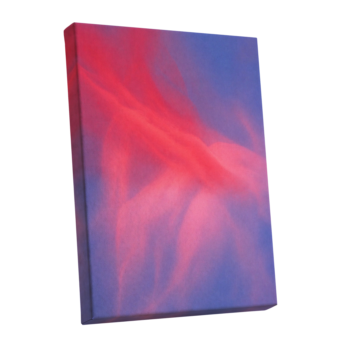 Rosewater Drift, pink, red, blue abstract wall art shown as a stretched canvas wall art