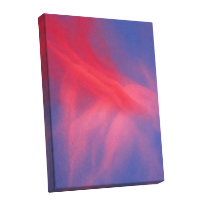 Rosewater Drift, pink, red, blue abstract wall art shown as a stretched canvas wall art