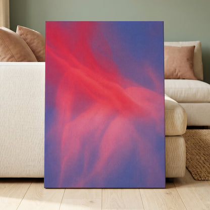 Rosewater Drift, pink, red, blue abstract wall art displayed in a styled interior, gallery view 7