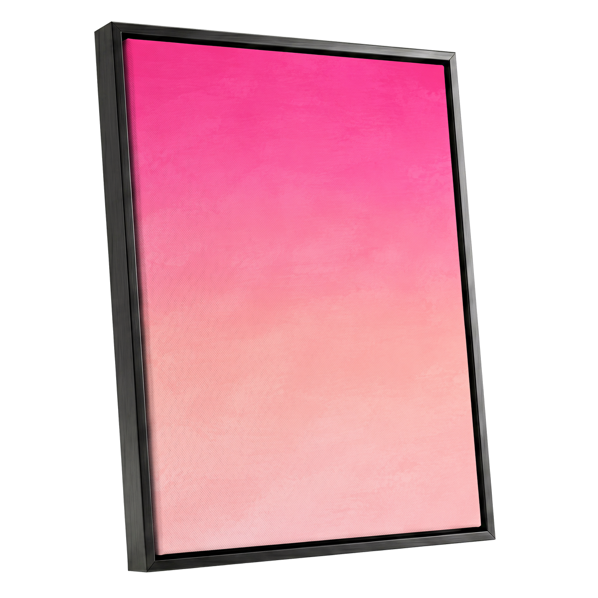 Rosewater Fade, pink, orange, beige abstract wall art shown as a black framed canvas wall art