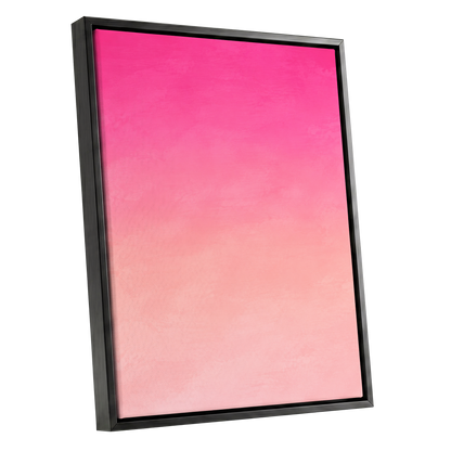 Rosewater Fade, pink, orange, beige abstract wall art shown as a black framed canvas wall art