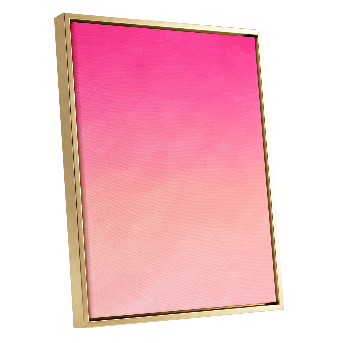 Rosewater Fade, pink, orange, beige abstract wall art shown as a gold framed canvas wall art