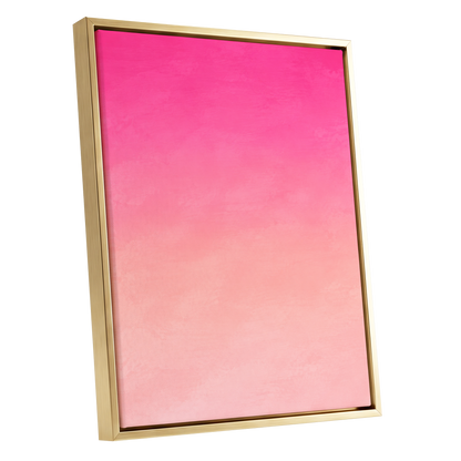Rosewater Fade, pink, orange, beige abstract wall art shown as a gold framed canvas wall art