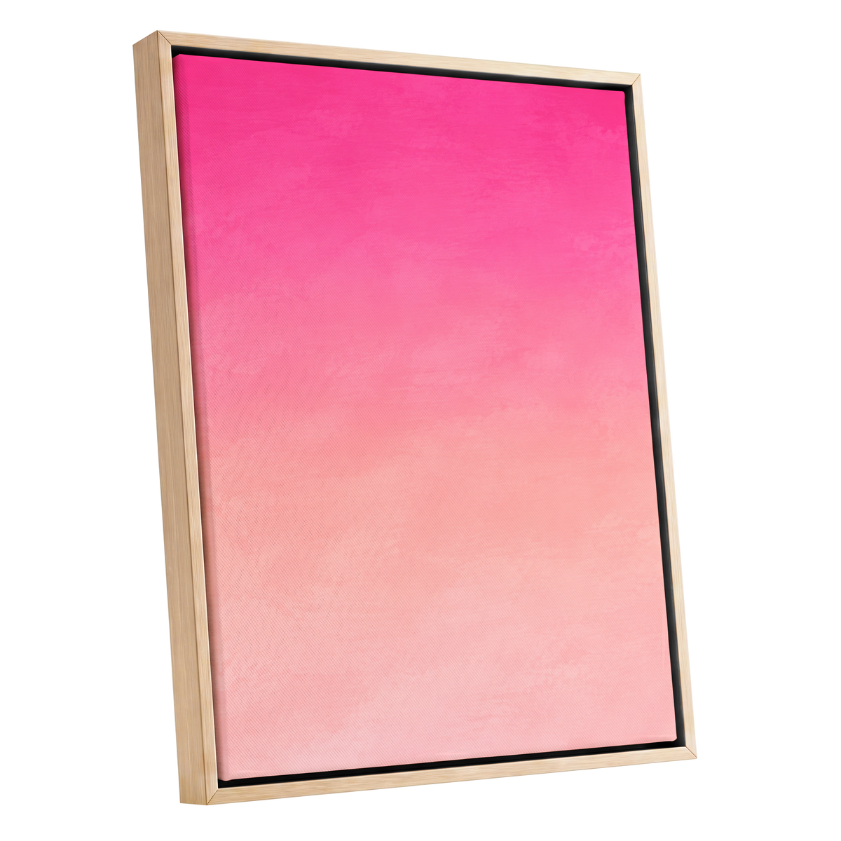 Rosewater Fade, pink, orange, beige abstract wall art shown as a oak framed canvas wall art