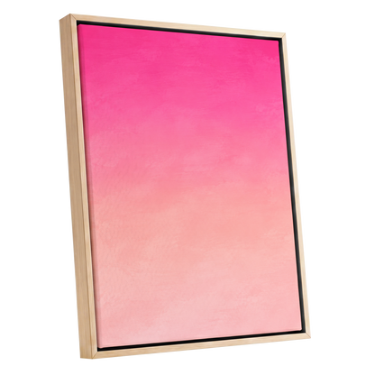 Rosewater Fade, pink, orange, beige abstract wall art shown as a oak framed canvas wall art