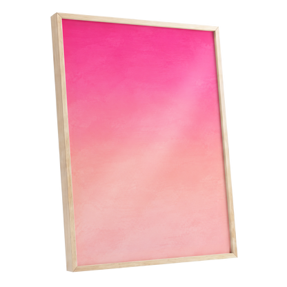 Rosewater Fade, pink, orange, beige abstract wall art shown as a oak framed poster wall art print