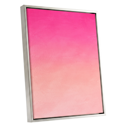 Rosewater Fade, pink, orange, beige abstract wall art shown as a silver framed canvas wall art