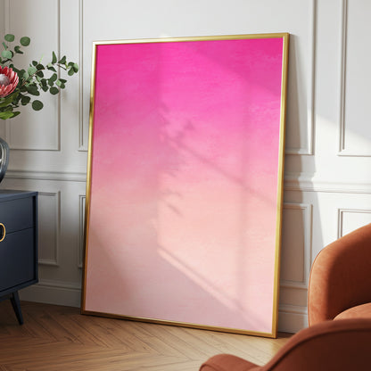 Rosewater Fade, pink, orange, beige abstract wall art displayed in a styled interior, gallery view 2