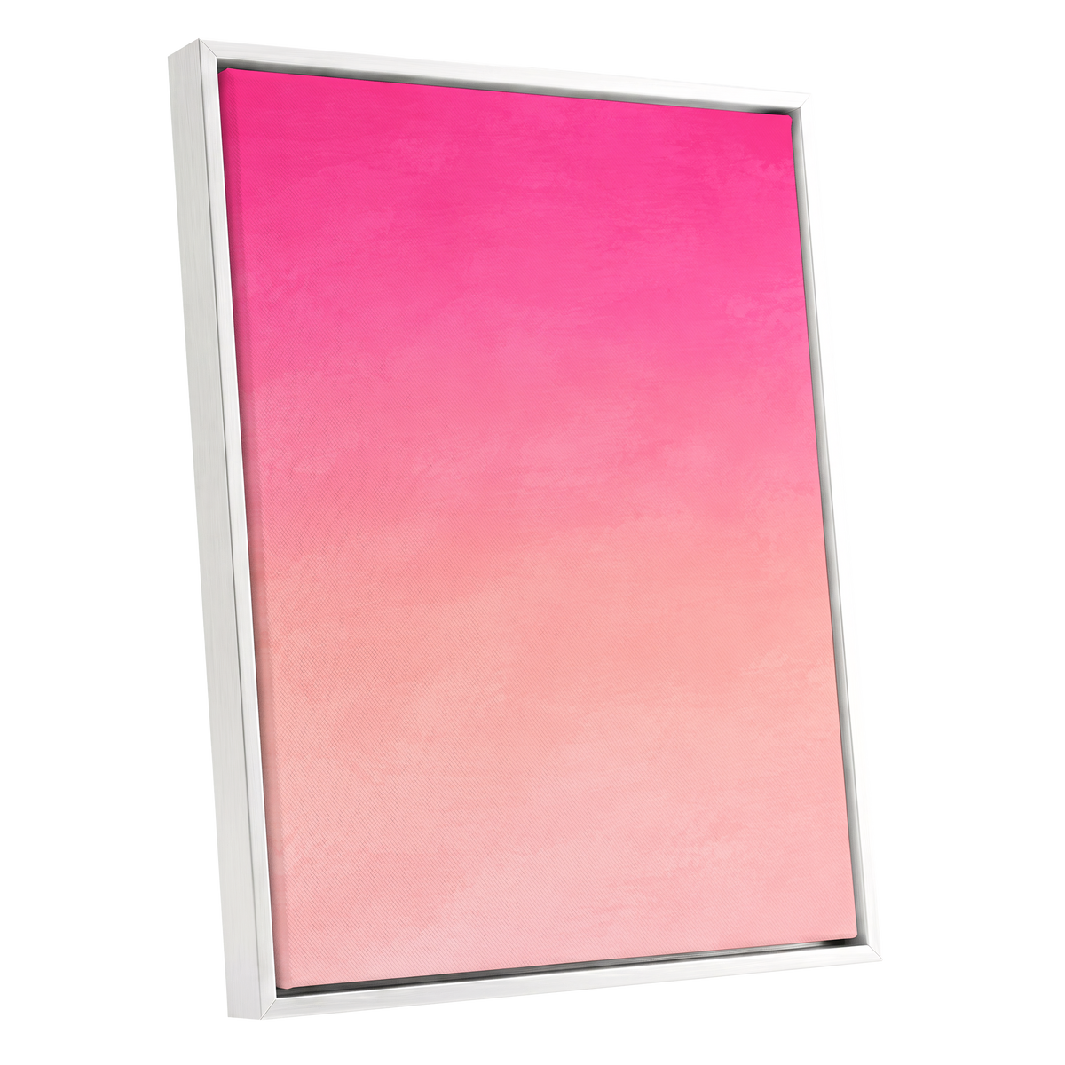 Rosewater Fade, pink, orange, beige abstract wall art shown as a white framed canvas wall art
