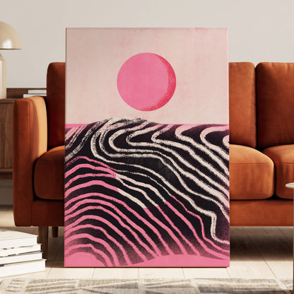 Rosewave Horizon, pink, black, white abstract wall art displayed in a styled interior, gallery view 3