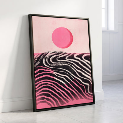 Rosewave Horizon, pink, black, white abstract wall art displayed in a styled interior, gallery view 4