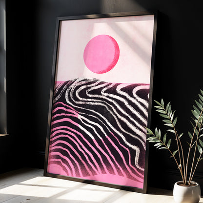 Rosewave Horizon, pink, black, white abstract wall art displayed in a styled interior, gallery view 6