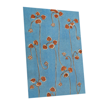 Russet Vine Rhythm, blue, orange, brown floral wall art shown as a unframed poster wall art print