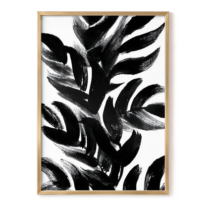 Sable Frond Chorus, black, white, gray nature wall art, front artwork view