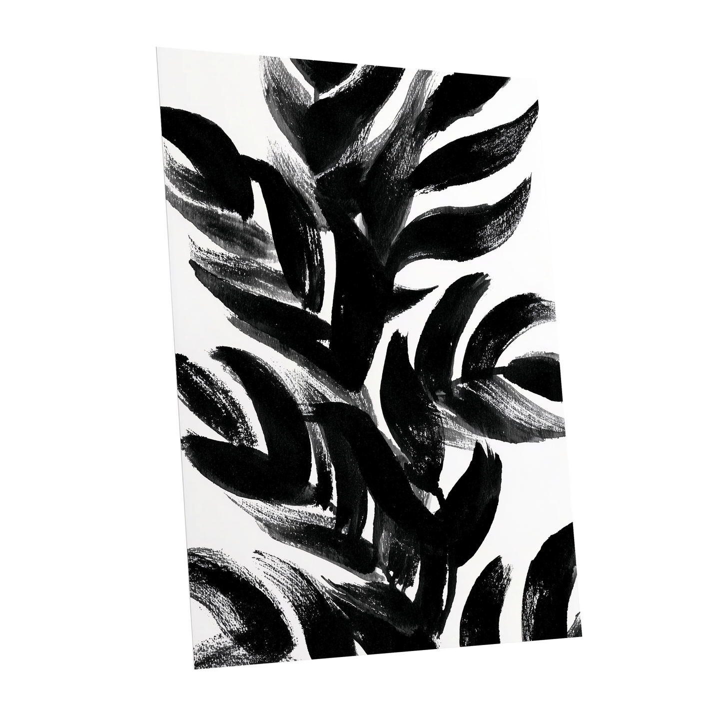 Sable Frond Chorus, black, white, gray nature wall art shown as a unframed poster wall art print