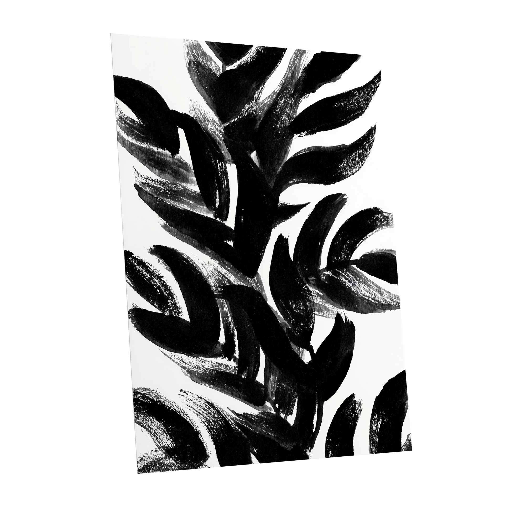 Sable Frond Chorus, black, white, gray nature wall art shown as a unframed poster wall art print