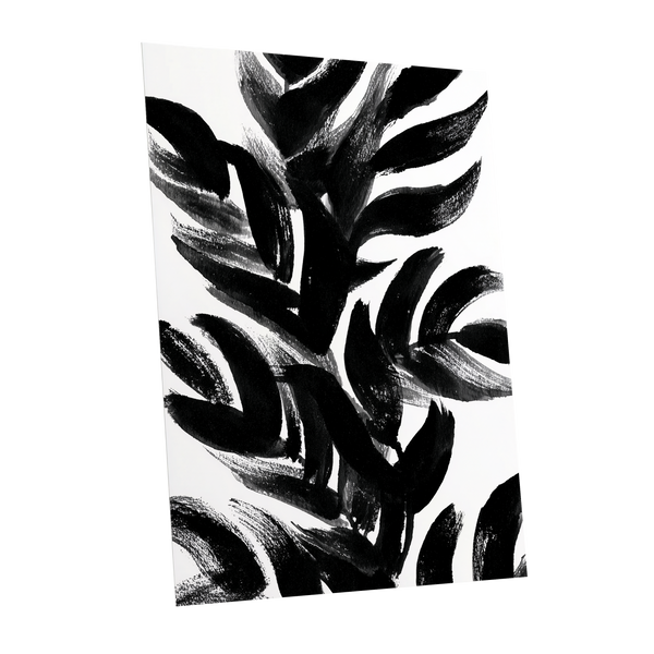 Sable Frond Chorus, black, white, gray nature wall art shown as a unframed poster wall art print