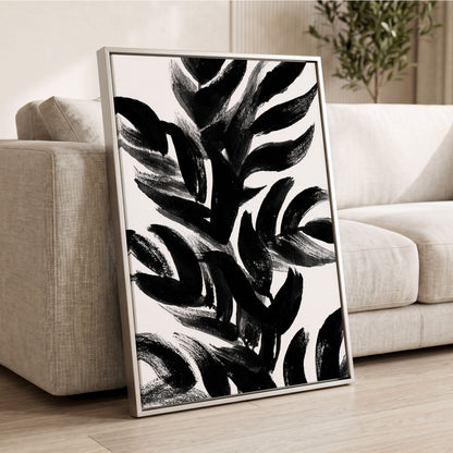 Sable Frond Chorus, black, white, gray nature wall art displayed in a styled interior, gallery view 4