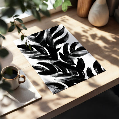 Sable Frond Chorus, black, white, gray nature wall art displayed in a styled interior, gallery view 5