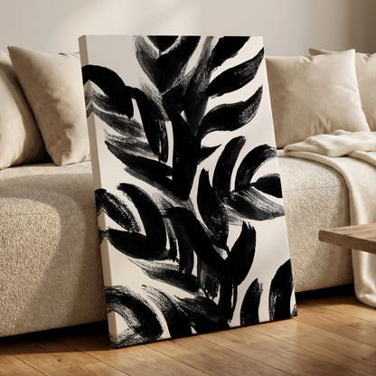 Sable Frond Chorus, black, white, gray nature wall art displayed in a styled interior, gallery view 7