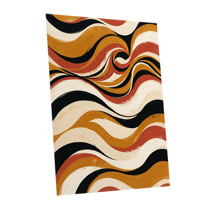 Saffron Currents, black, gold, beige abstract wall art shown as a unframed poster wall art print