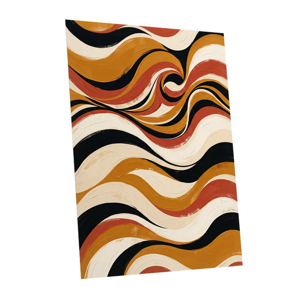 Saffron Currents, black, gold, beige abstract wall art shown as a unframed poster wall art print
