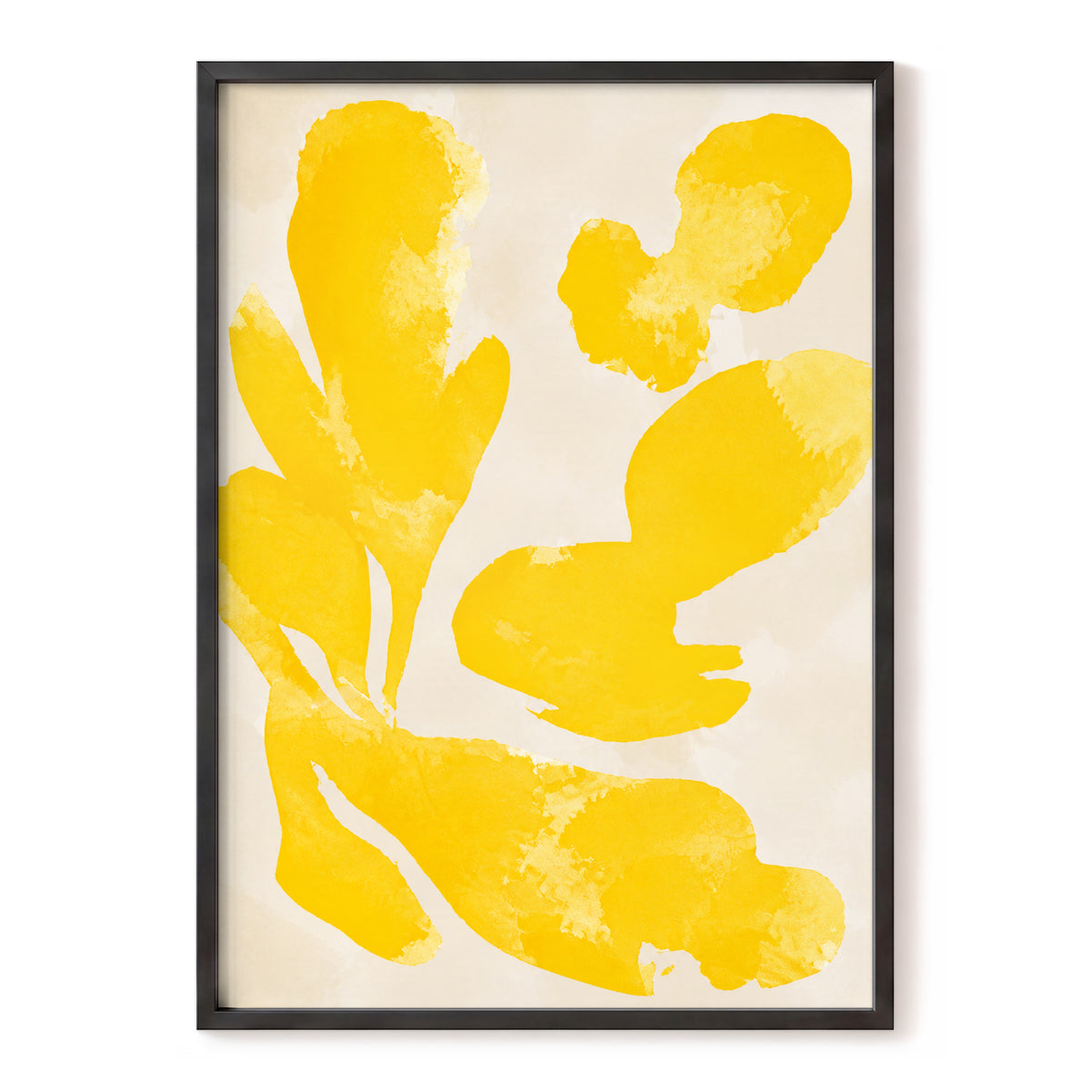 Saffron Drift, yellow, beige, white abstract wall art, front artwork view