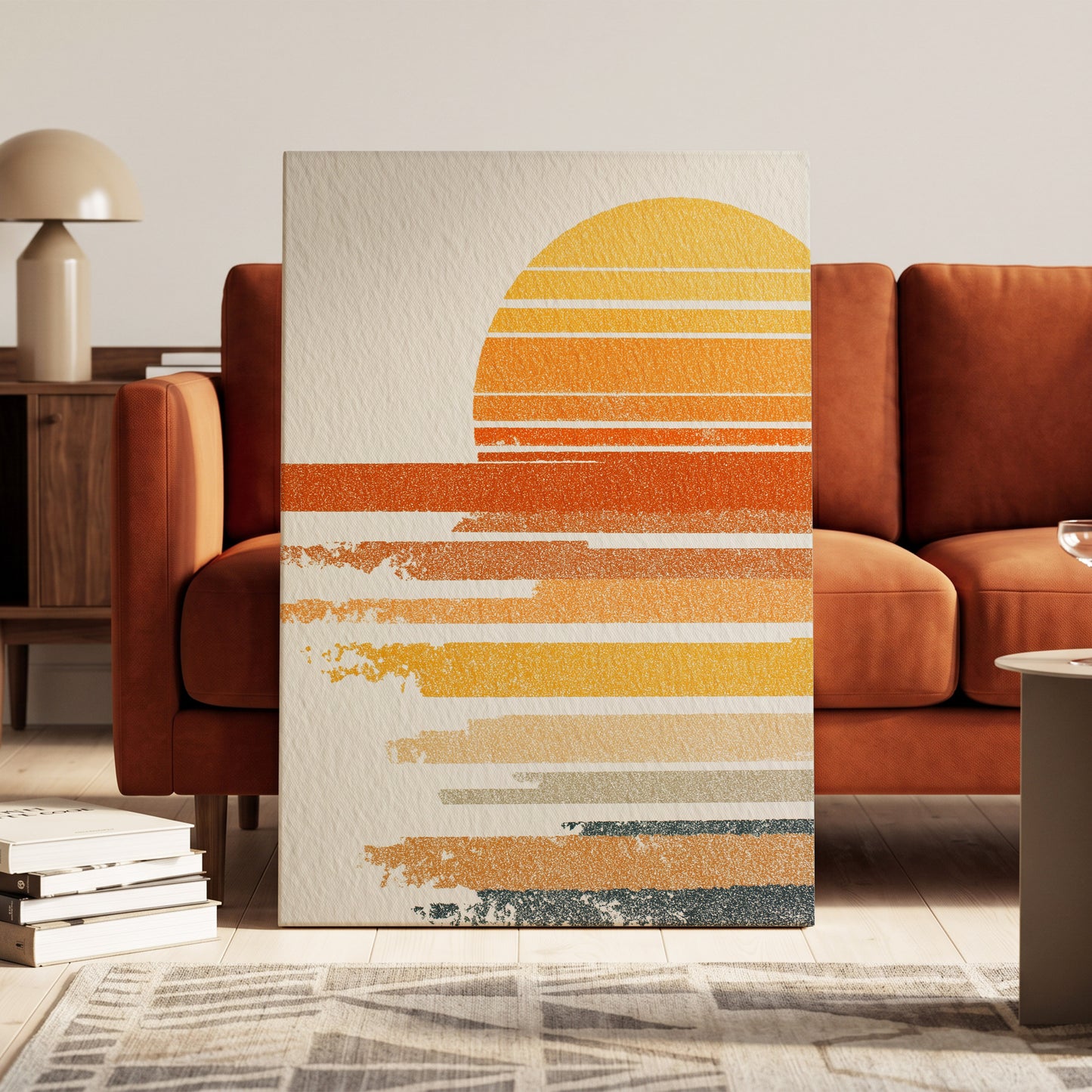 Saffron Horizon – canvas wall art in a styled interior, gallery view 1