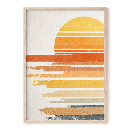 Saffron Horizon – white, orange, yellow nature wall art, front view