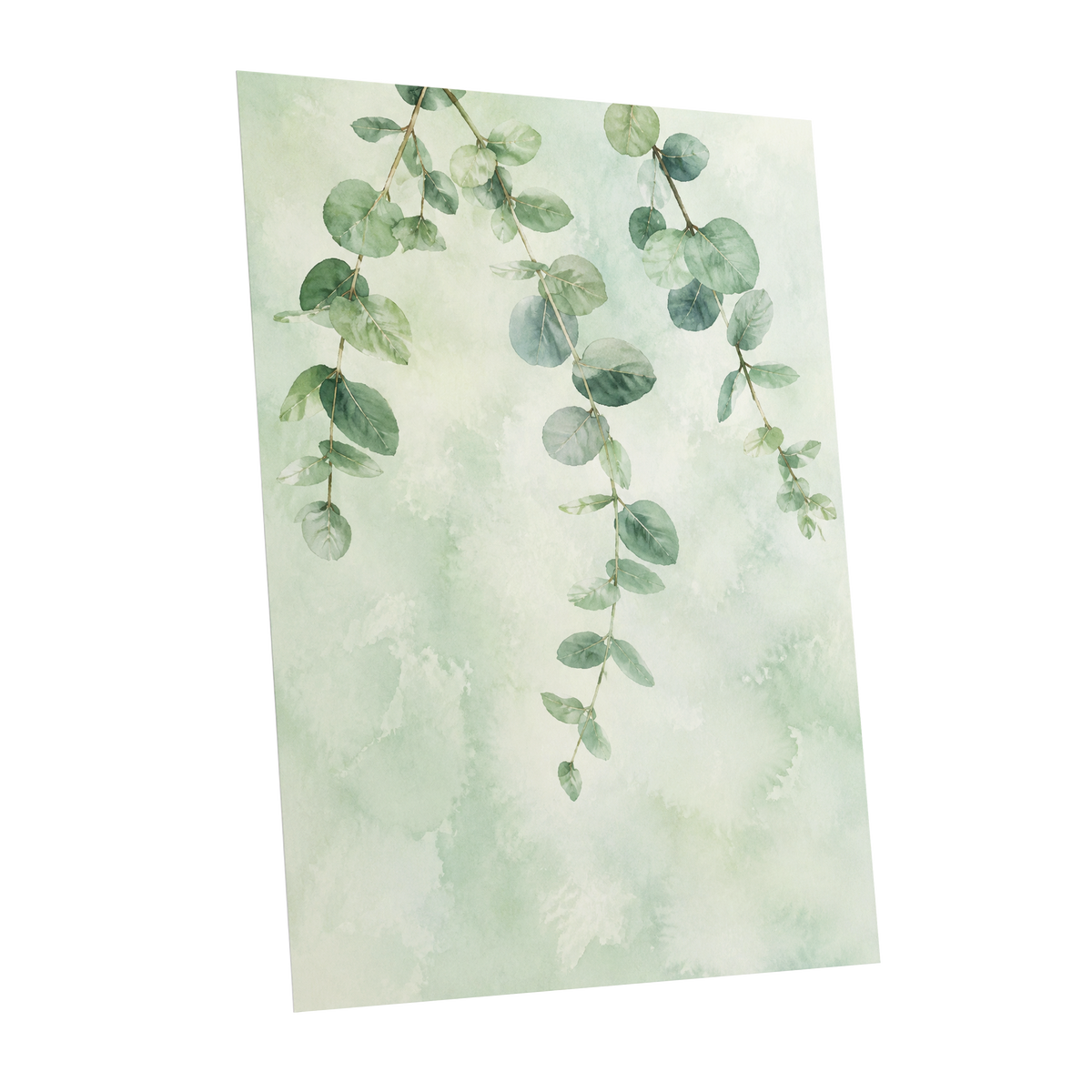 Sage Cascade, green, beige, blue nature wall art shown as a unframed poster wall art print
