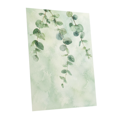 Sage Cascade, green, beige, blue nature wall art shown as a unframed poster wall art print