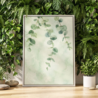 Sage Cascade, green, beige, blue nature wall art displayed in a styled interior, gallery view 4