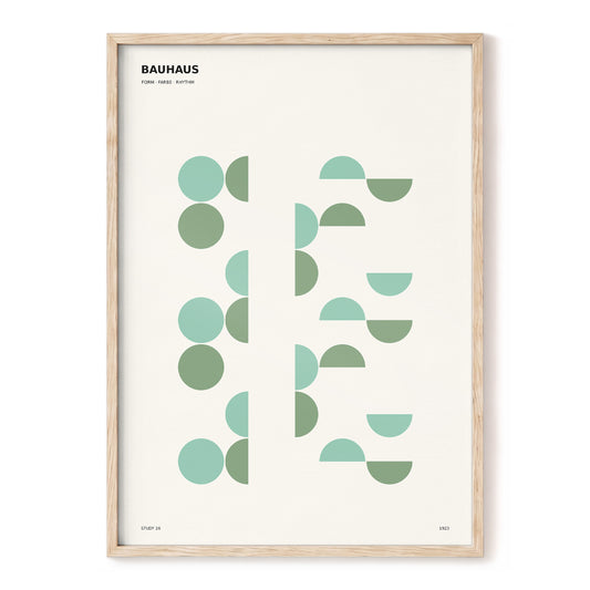 Sage Circle Rhythm, green, beige, black minimalist wall art, front artwork view