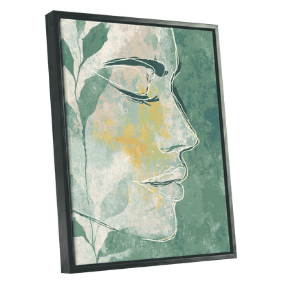 Sage Contour Portrait – black framed canvas option