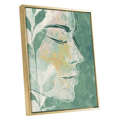 Sage Contour Portrait – gold framed canvas option