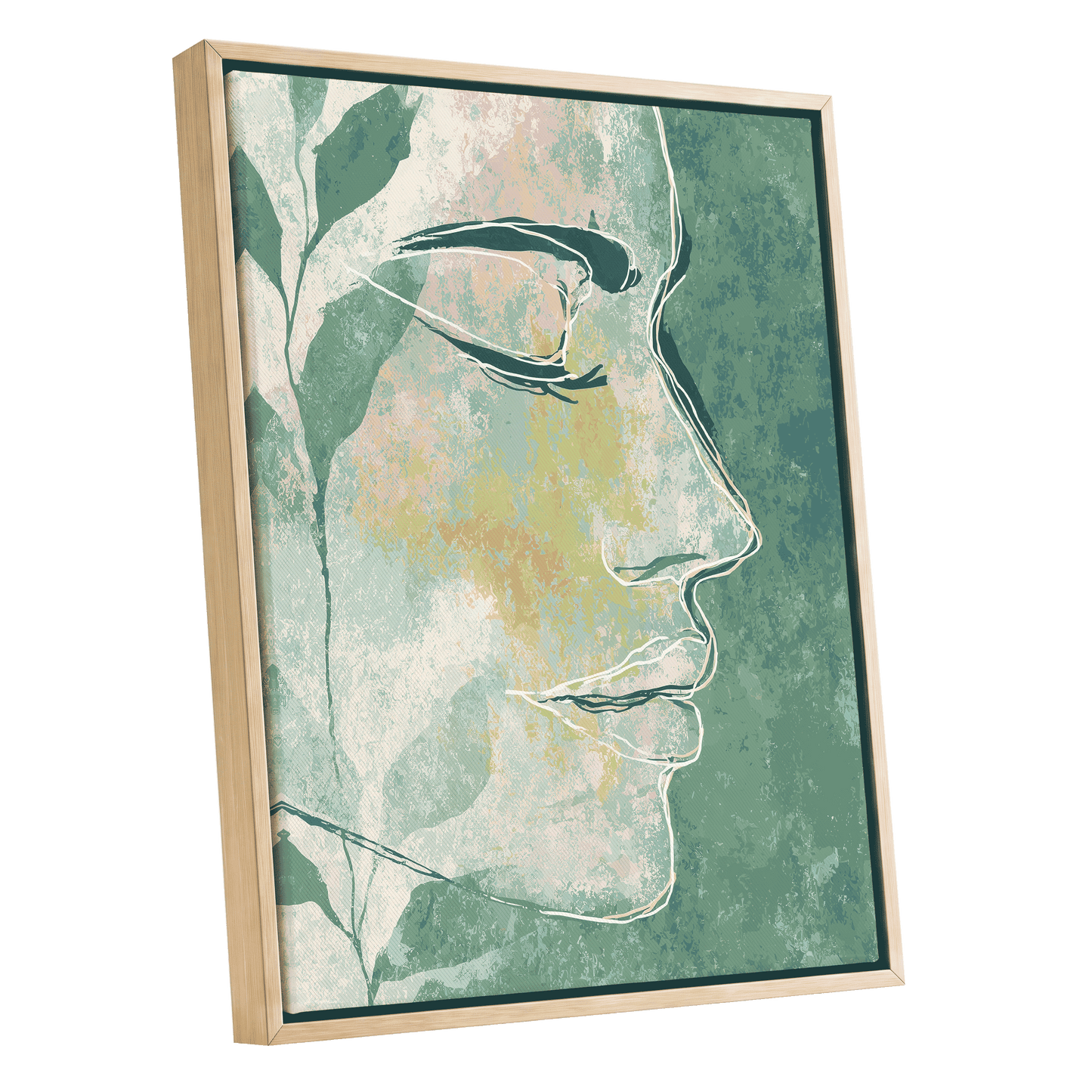 Sage Contour Portrait – oak framed canvas option