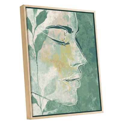 Sage Contour Portrait – oak framed canvas option