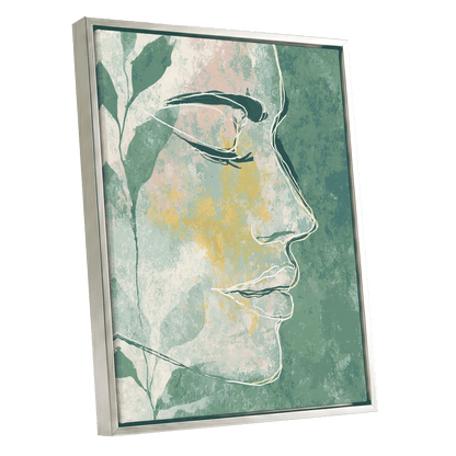 Sage Contour Portrait – silver framed canvas option