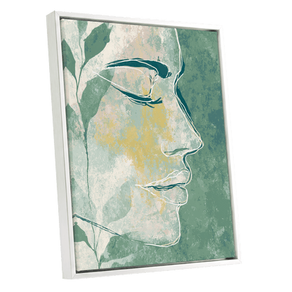 Sage Contour Portrait – white framed canvas option