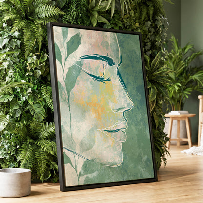Sage Contour Portrait – wall art displayed in a styled interior, gallery view 1