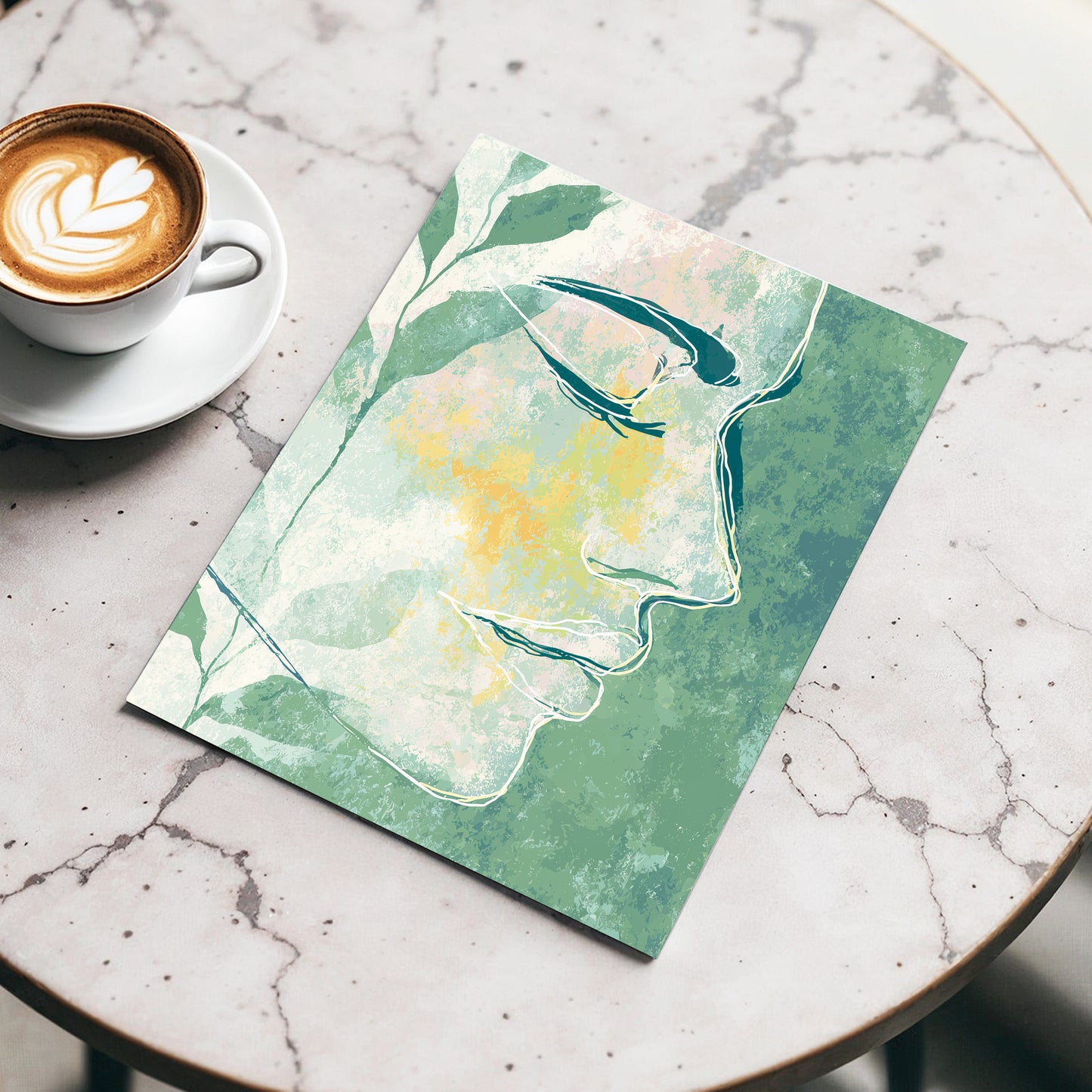 Sage Contour Portrait – wall art displayed in a styled interior, gallery view 3