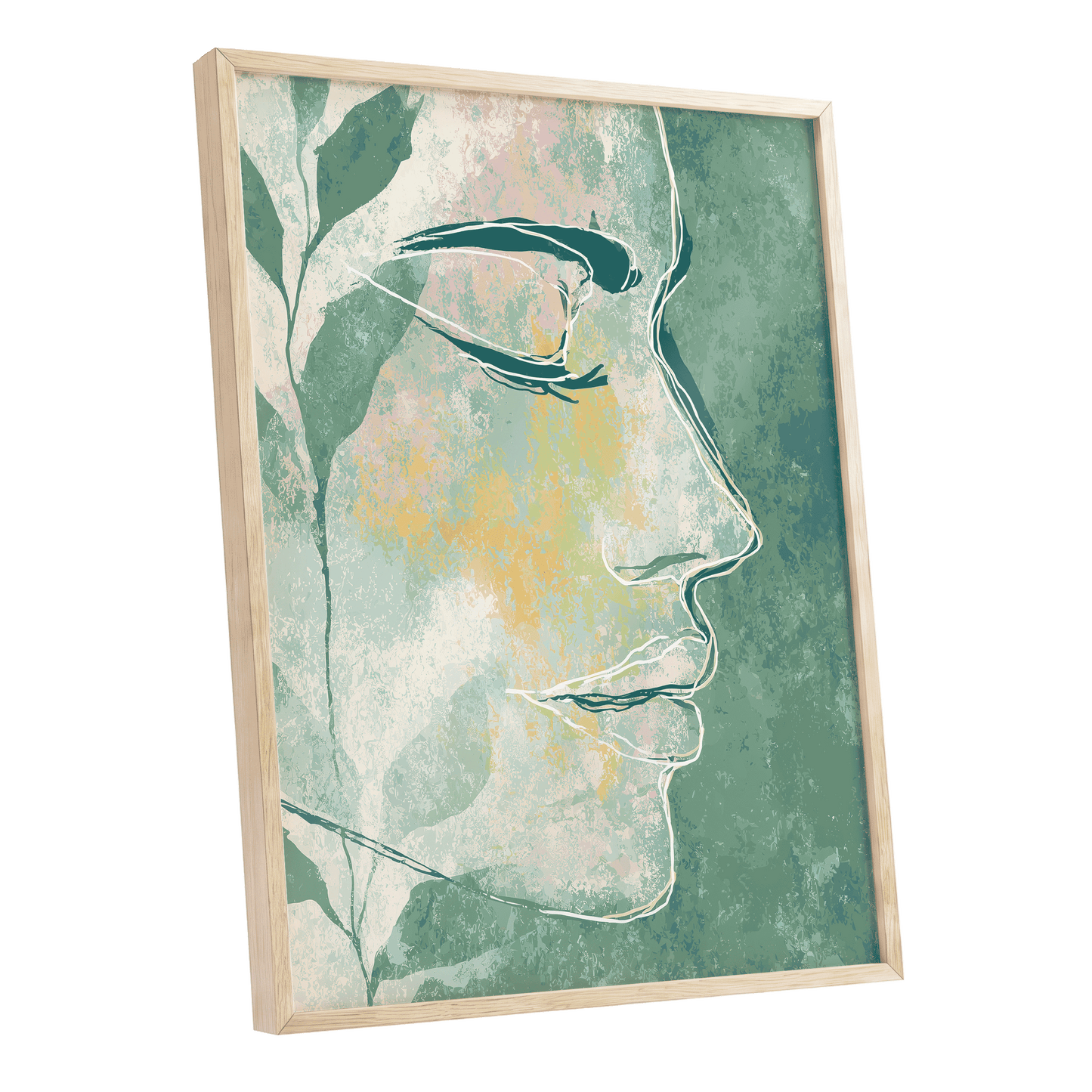 Sage Contour Portrait – oak framed poster option