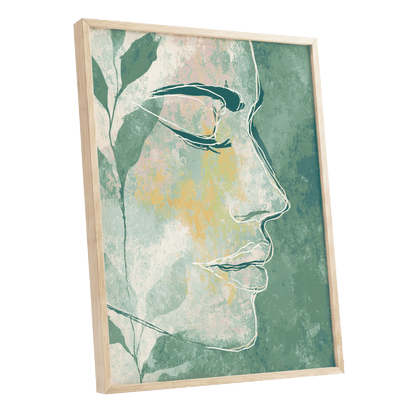 Sage Contour Portrait – oak framed poster option