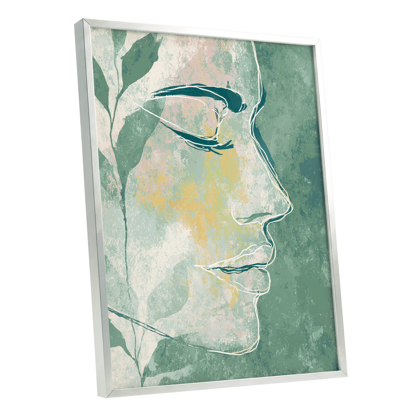 Sage Contour Portrait – silver framed poster option