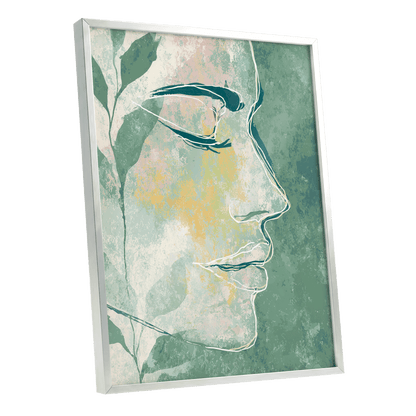 Sage Contour Portrait – silver framed poster option
