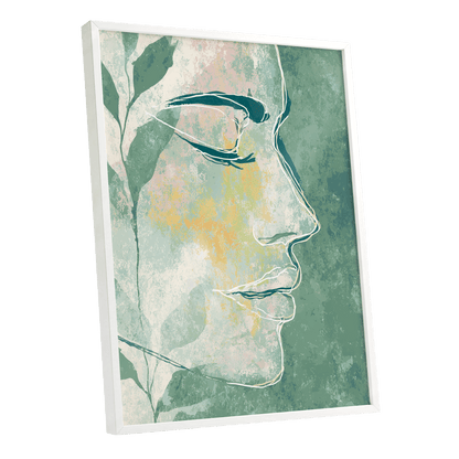 Sage Contour Portrait – white framed poster option