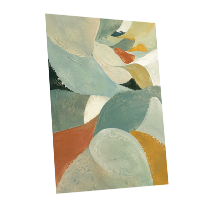 Sage & Saffron Drift, green, blue, beige abstract wall art shown as a unframed poster wall art print