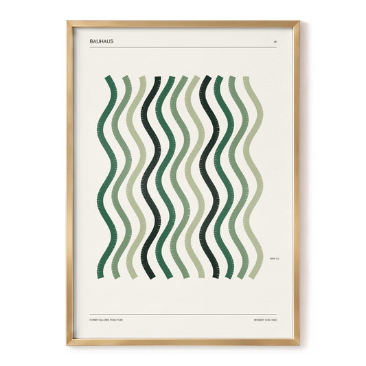 Sage Undulation No. 28, green, beige, black abstract wall art, front artwork view