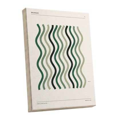 Sage Undulation No. 28, green, beige, black abstract wall art shown as a stretched canvas wall art