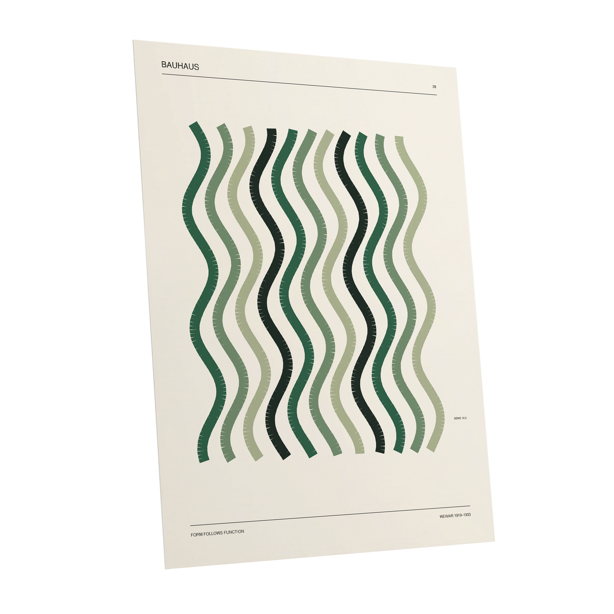 Sage Undulation No. 28, green, beige, black abstract wall art shown as a unframed poster wall art print